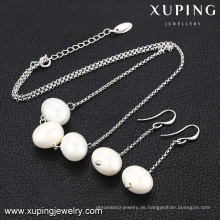 63830 einzigartige Damen weiße Farbe Mode Perle Ohrring Anhänger Schmuck-Set